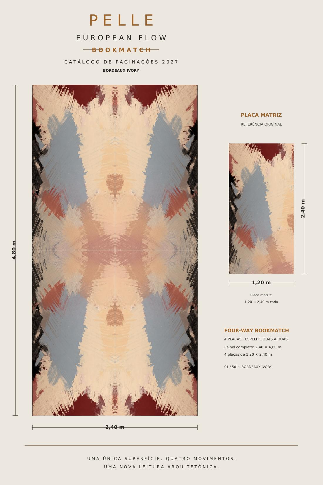 Paginação four-way bookmatch Bordeaux Ivory